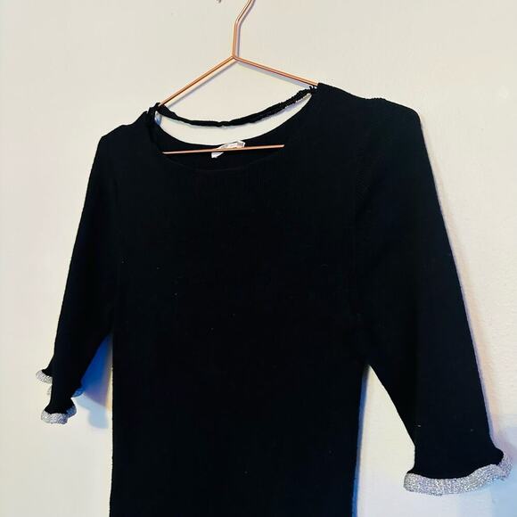 SEE BY CHLOÉ Black Wool Metallic Trim Half Sleeves Knit Midi Dress Size Large - Picture 6 of 15